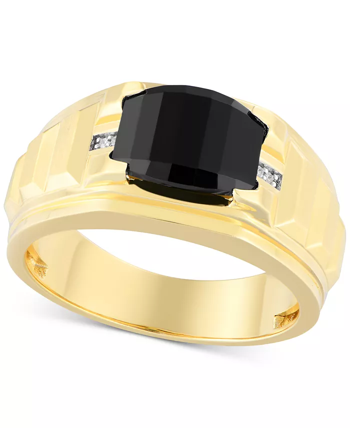 Black Onyx & Diamond Accent Ring